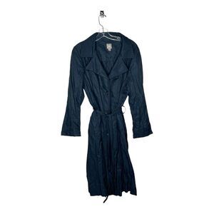 J Jill Trench Coat Womens Large Blue Belted Cotton Nylon Metallic‎ Blend Jacket